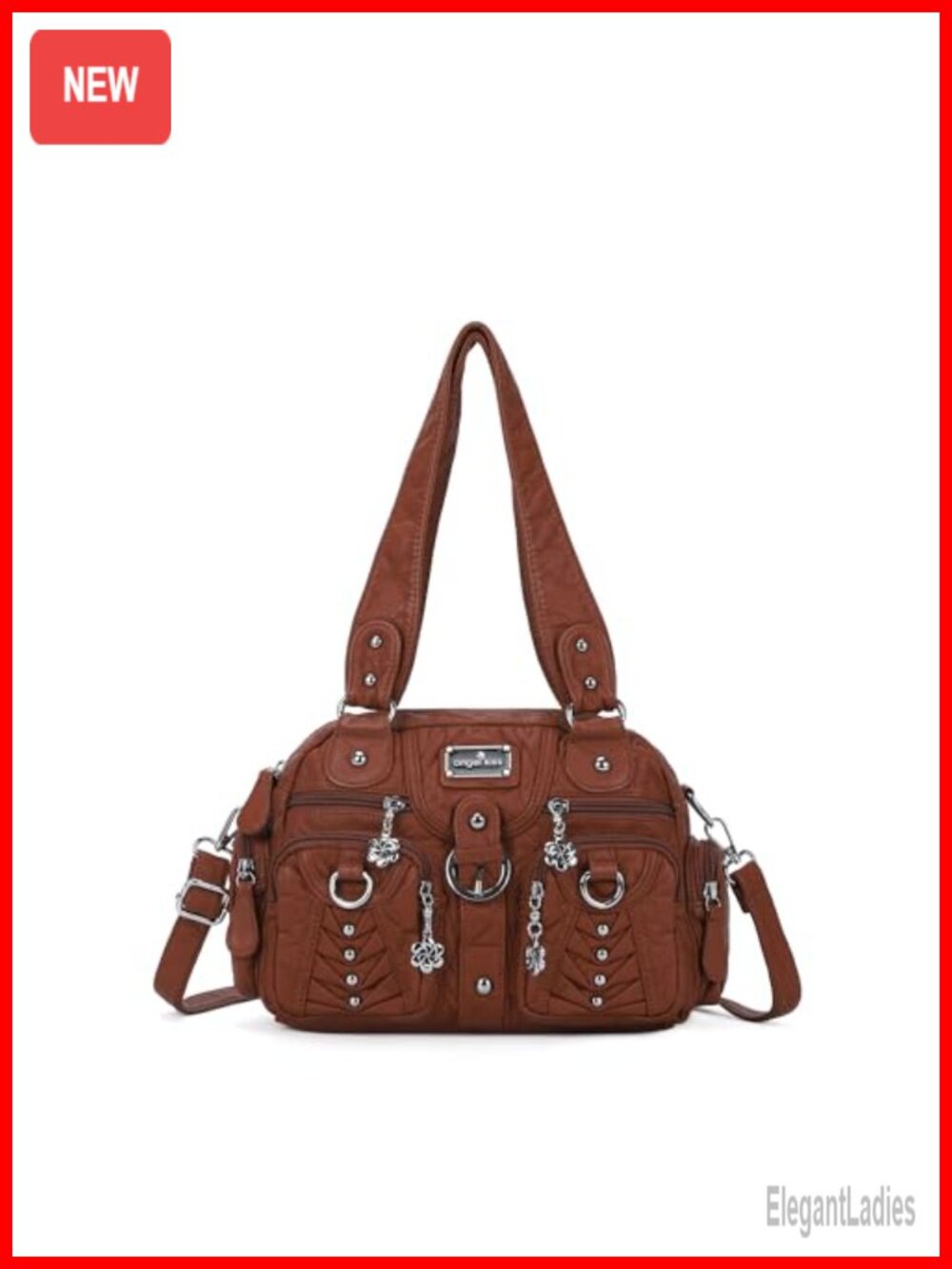 Soft Vegan Leather Hobo Crossbody Handbag with Multiple Pockets
